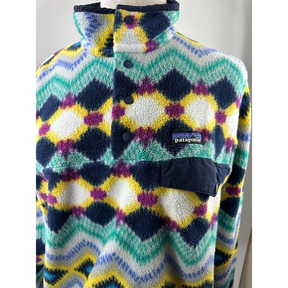 Patagonia Lightweight Synchilla Snap-T Fleece Pullover Timber Twist Aztec Size L - Picture 4 of 12